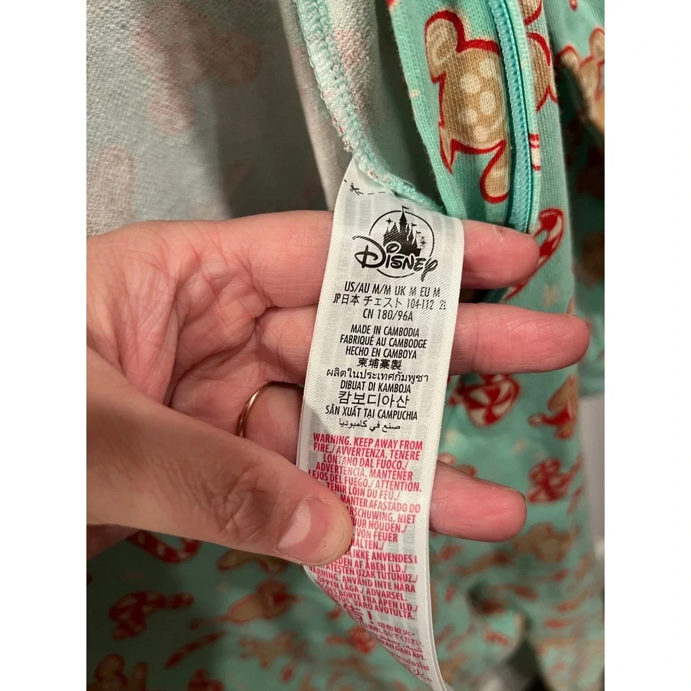 Disney Adult Pajama Union Suit Mickey Gingerbread Mint Green Size M